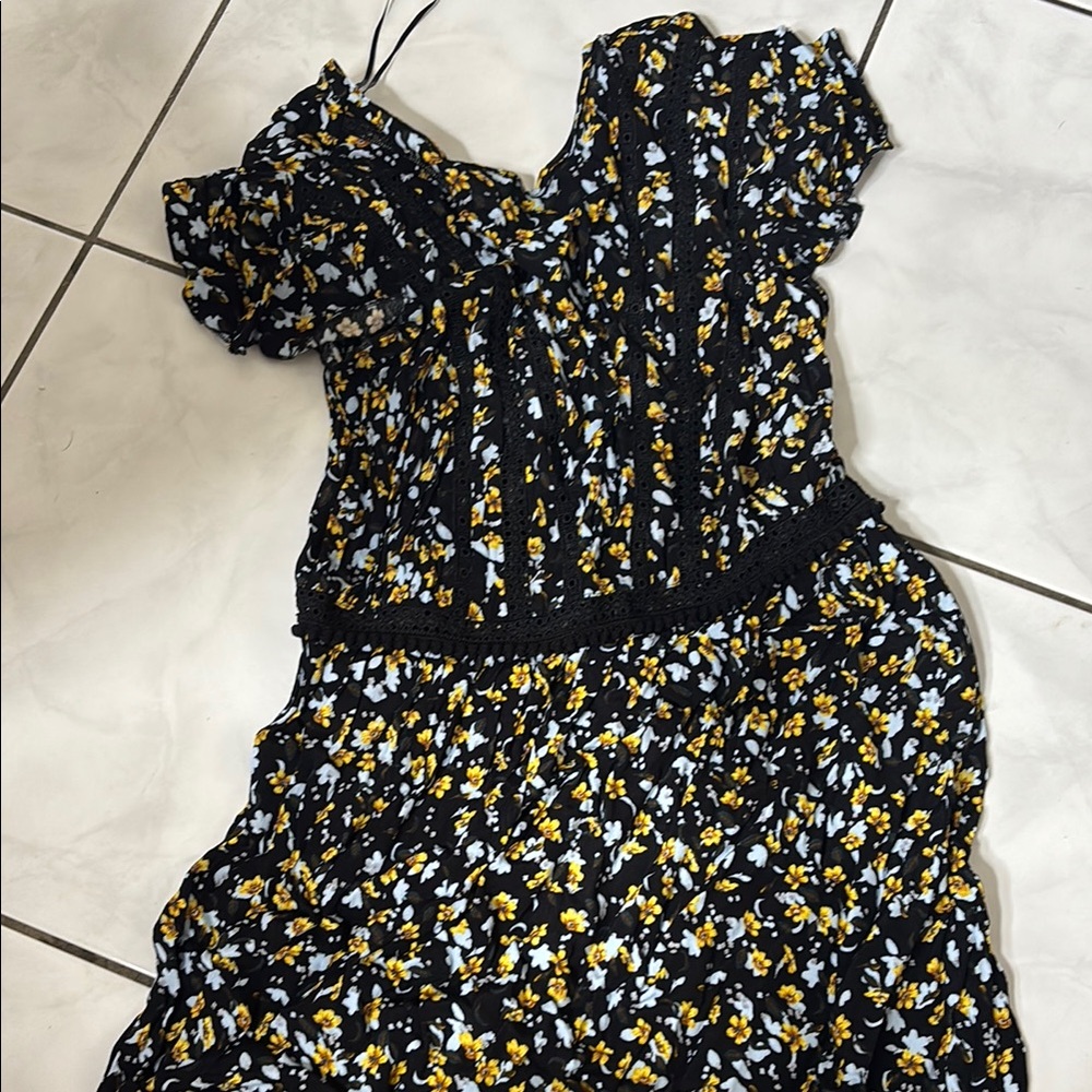 Floral Black Dress